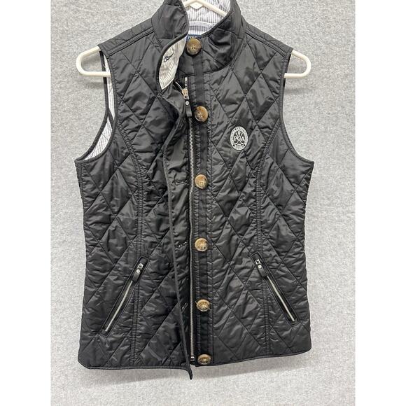 Pga Golf POLO RALPH LAUREN Vest Womens Medium Jacket Quilted Logo Button Full Zi - Picture 9 of 9